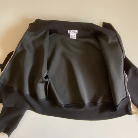 Vivid New York Asymmetric Zipper Cropped Sweater Sz M - Picture 4 of 11